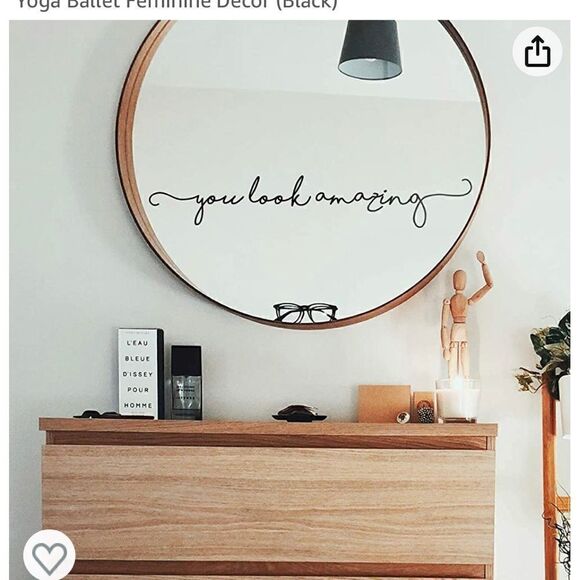 Nip peel & stick mirror sticker, affirmation you look amazing - black script - Picture 3 of 5